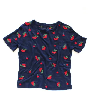 LINEN CHERRIES TEE | NAVY
