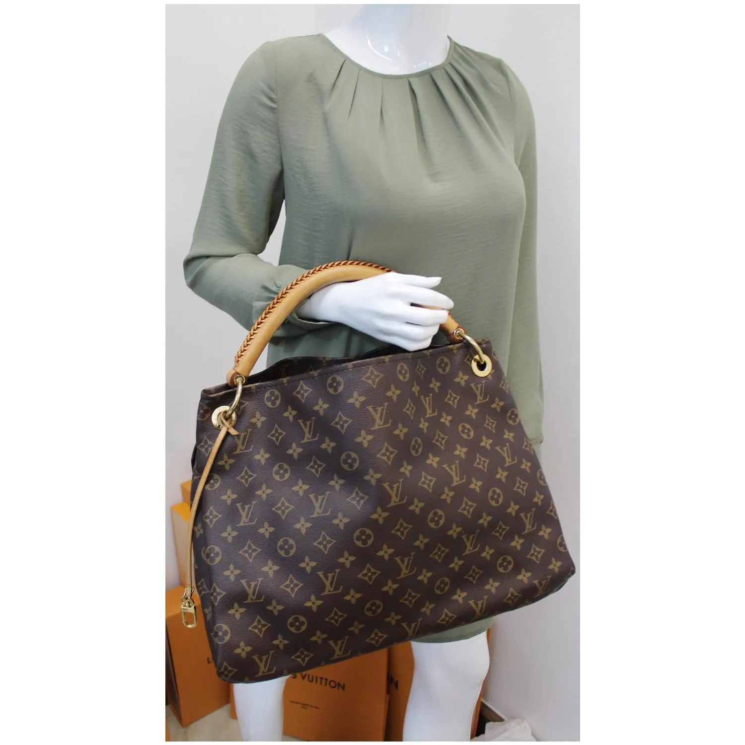 LOUIS VUITTON Artsy MM Monogram Canvas Shoulder Bag Brown