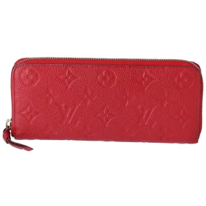 Louis Vuitton Clemence Zippy Wallet Empreinte Monogram Cerise Red Leather