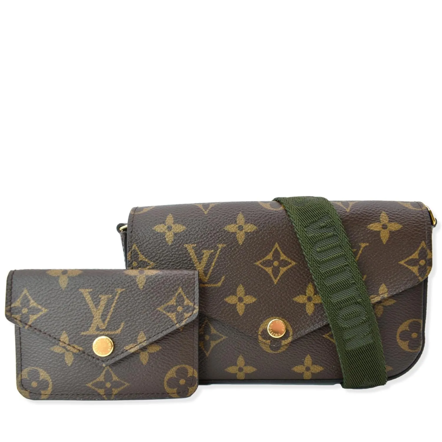 LOUIS VUITTON Felicie Strap & Go Pochette Monogram Canvas Shoulder Bag Brown