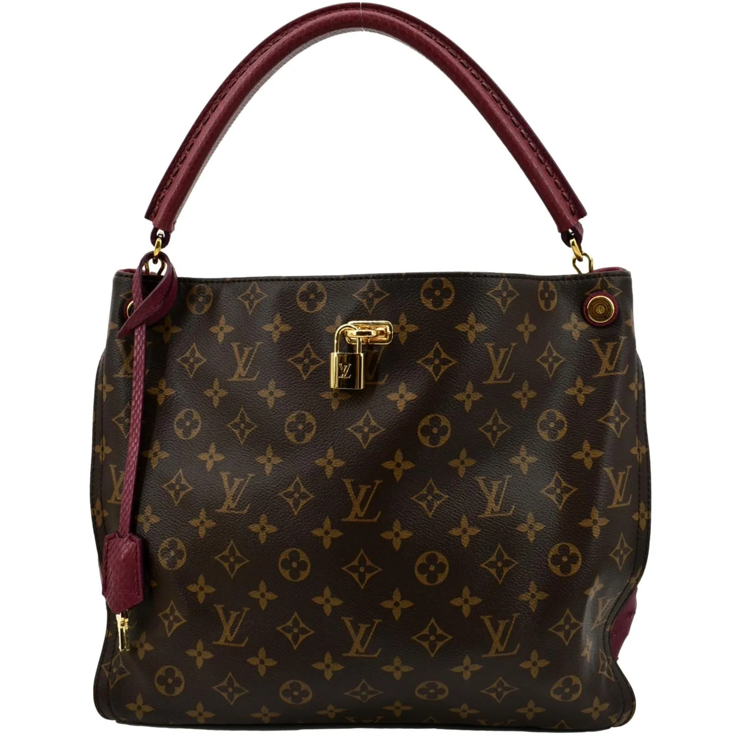 LOUIS VUITTON Gaia Ostrich Monogram Canvas Shoulder Bag Brown