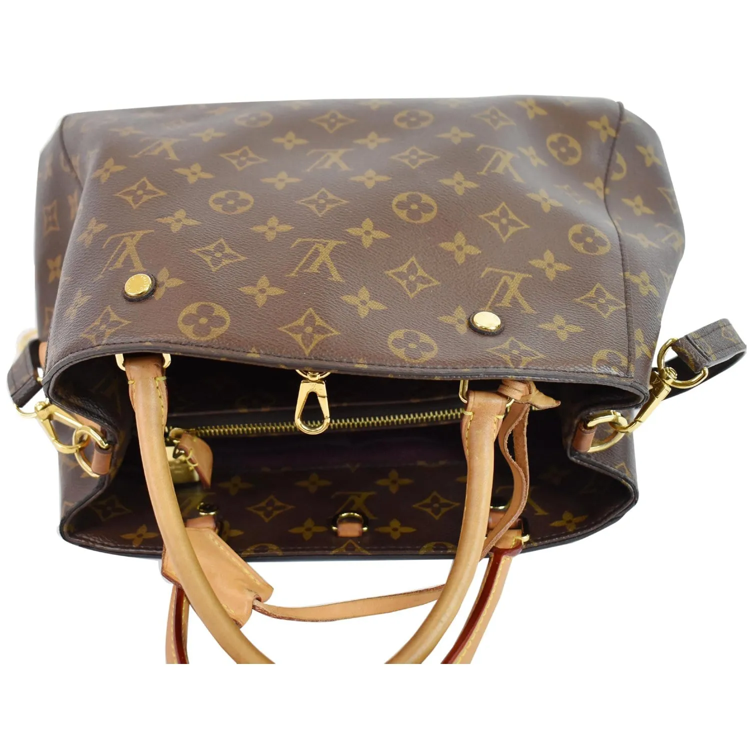 LOUIS VUITTON Montaigne MM Monogram Canvas Shoulder Bag Brown