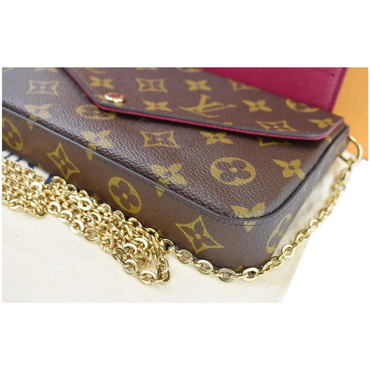 LOUIS VUITTON Pochette Felicie Monogram Canvas Crossbody Bag Brown