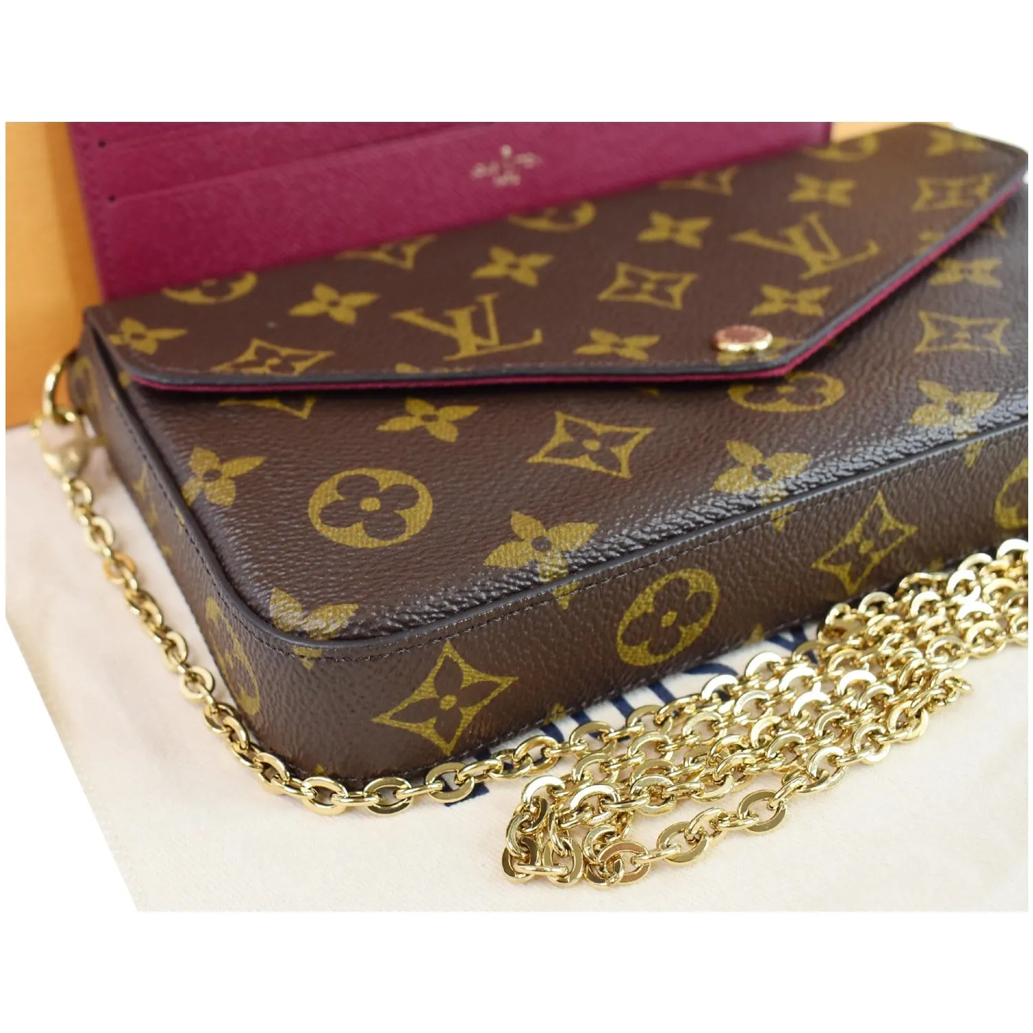LOUIS VUITTON Pochette Felicie Monogram Canvas Crossbody Bag Brown