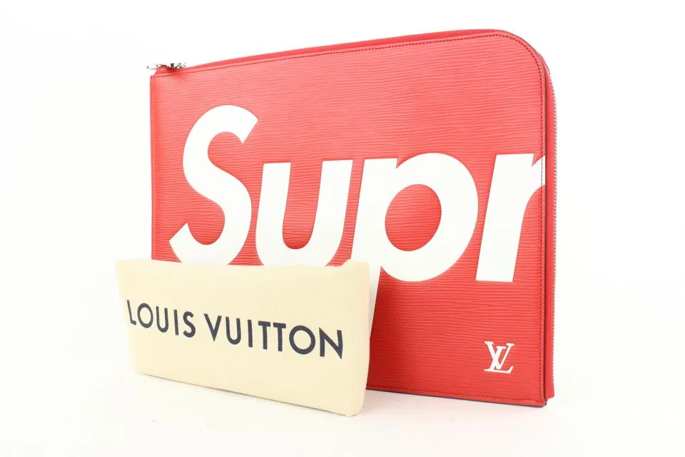 Louis Vuitton Supreme Red Epi Leather Pochette Jour GM Clutch Bag 600lvs615