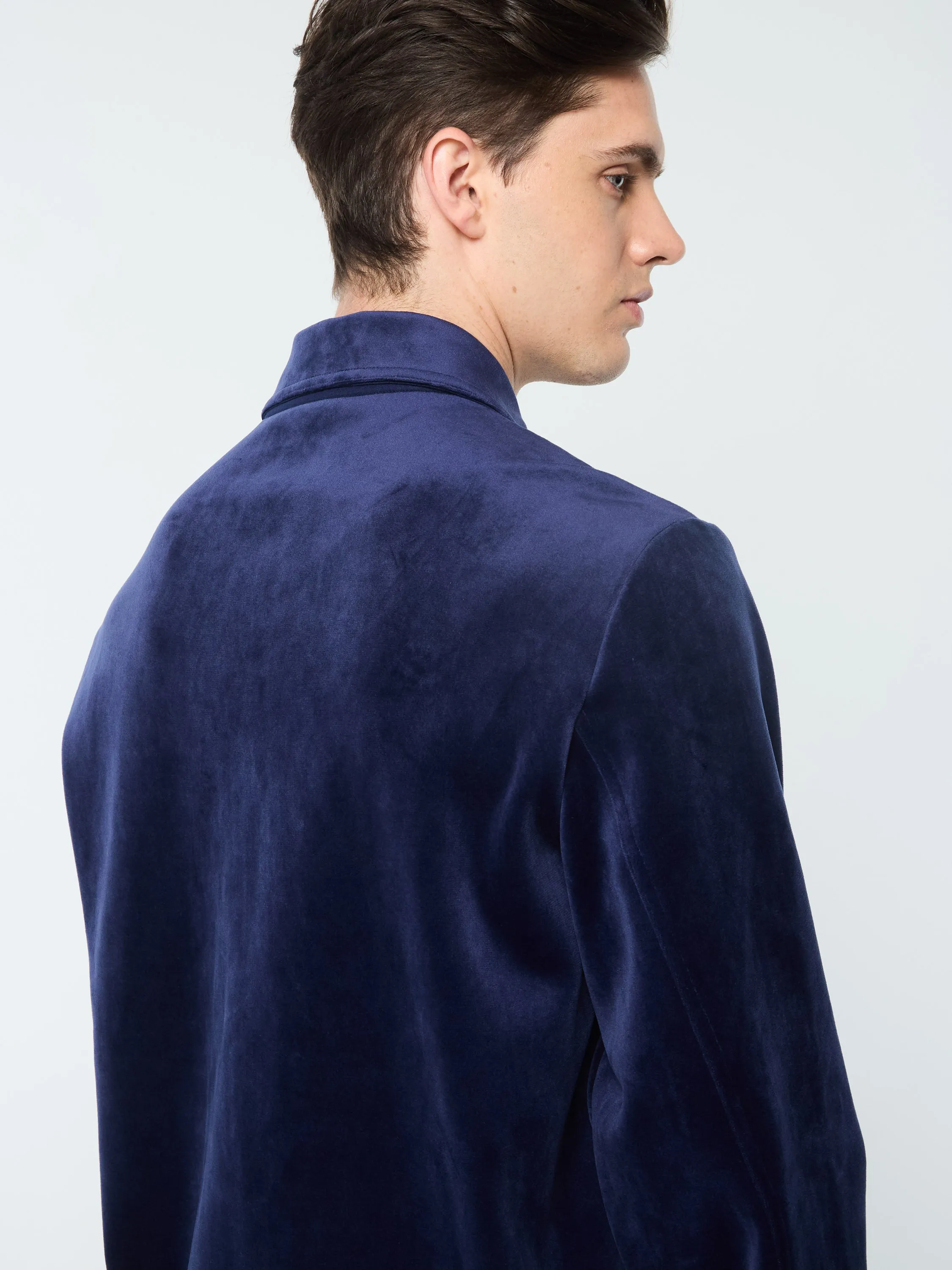 Maglia Velour Overshirt- Maritime Blue