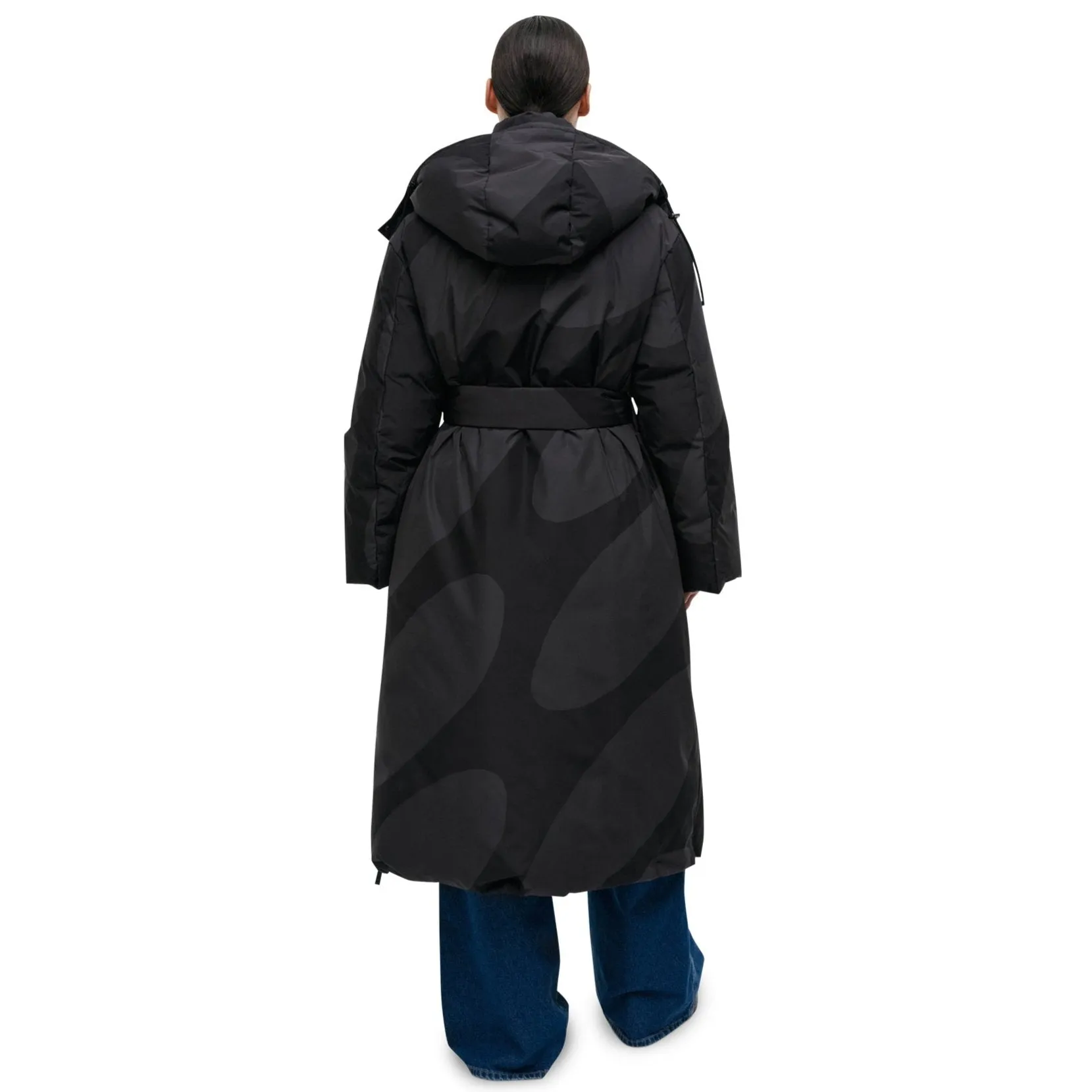 Marimekko Suoja Linssi Down Coat, Black & Charcoal