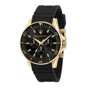 MASERATI SFIDA 44MM CHR BLK DIAL BLK SILICON ST