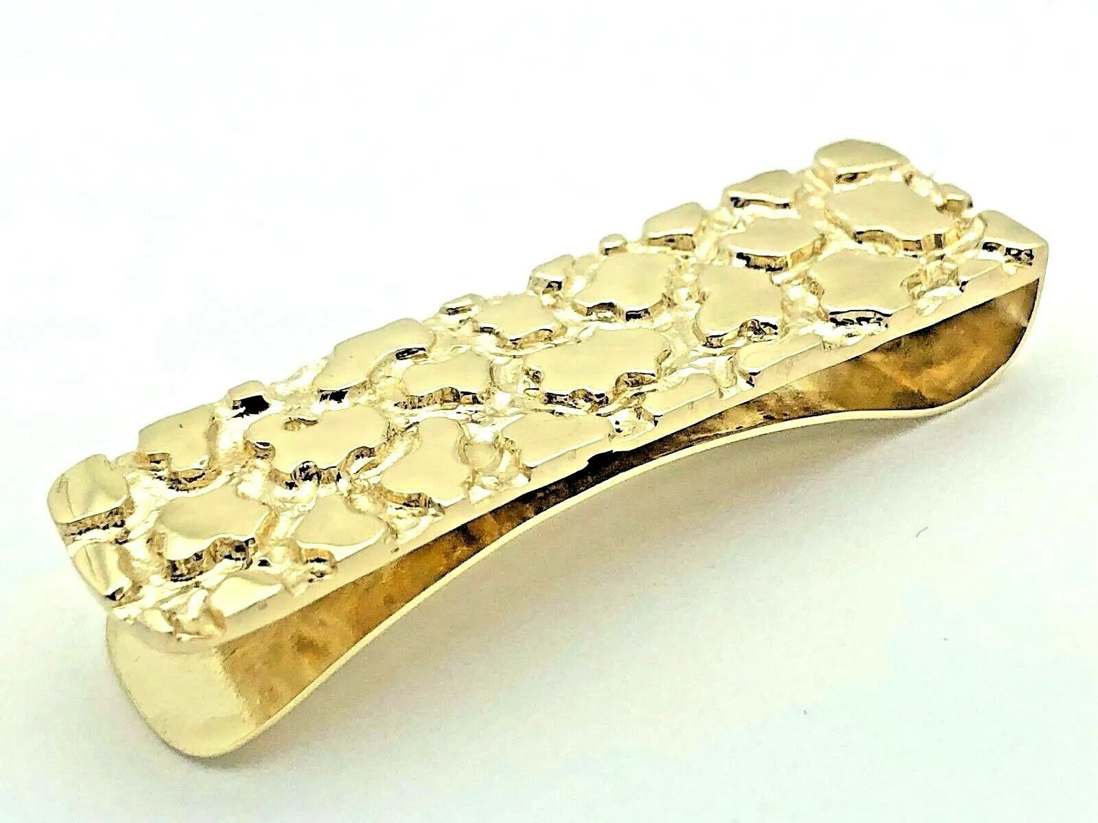 Men's 14k Yellow or Rose Gold Solid Nugget Money Clip Wallet Money Holder 1.9" 15 grams
