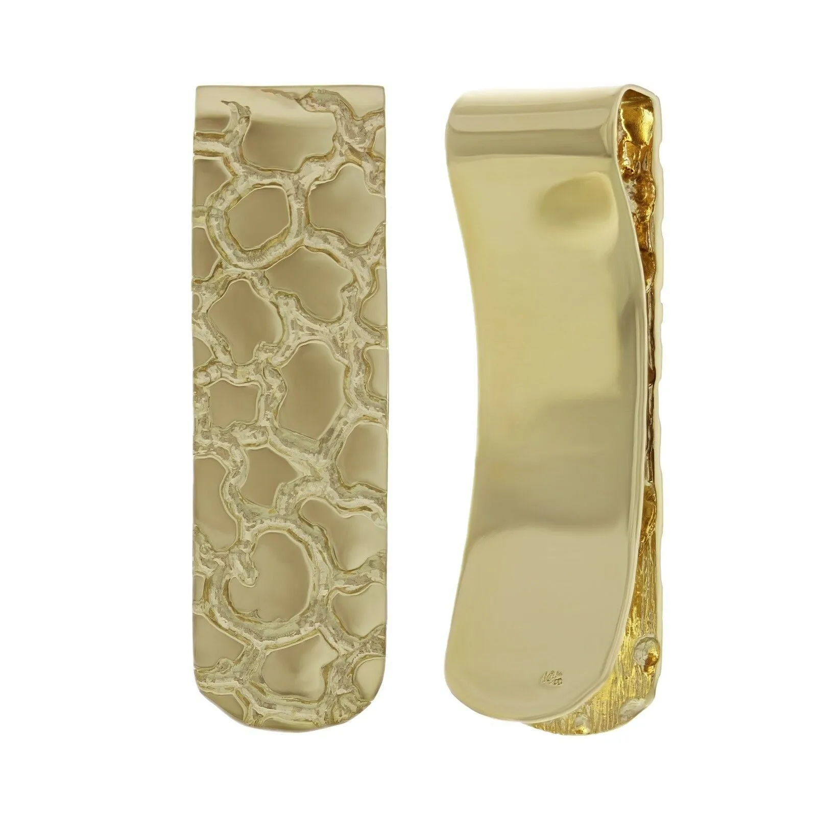 Men's 14k Yellow or Rose Gold Solid Nugget Money Clip Wallet Money Holder 1.9" 15 grams