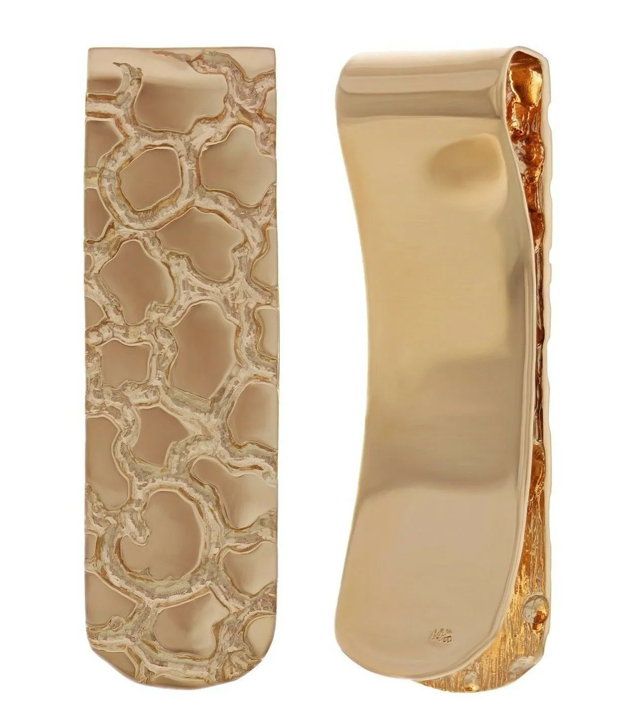Men's 14k Yellow or Rose Gold Solid Nugget Money Clip Wallet Money Holder 1.9" 15 grams