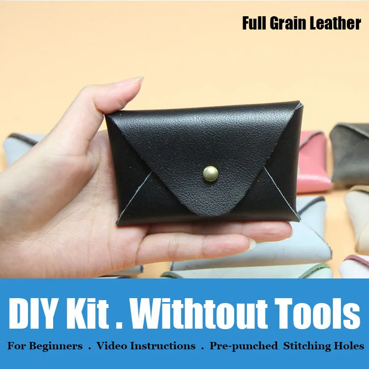 Minimalism Leather Card Holder Kit DIY Leather Coin Wallet Kit DIY Leather Projects DIY Leather Kit