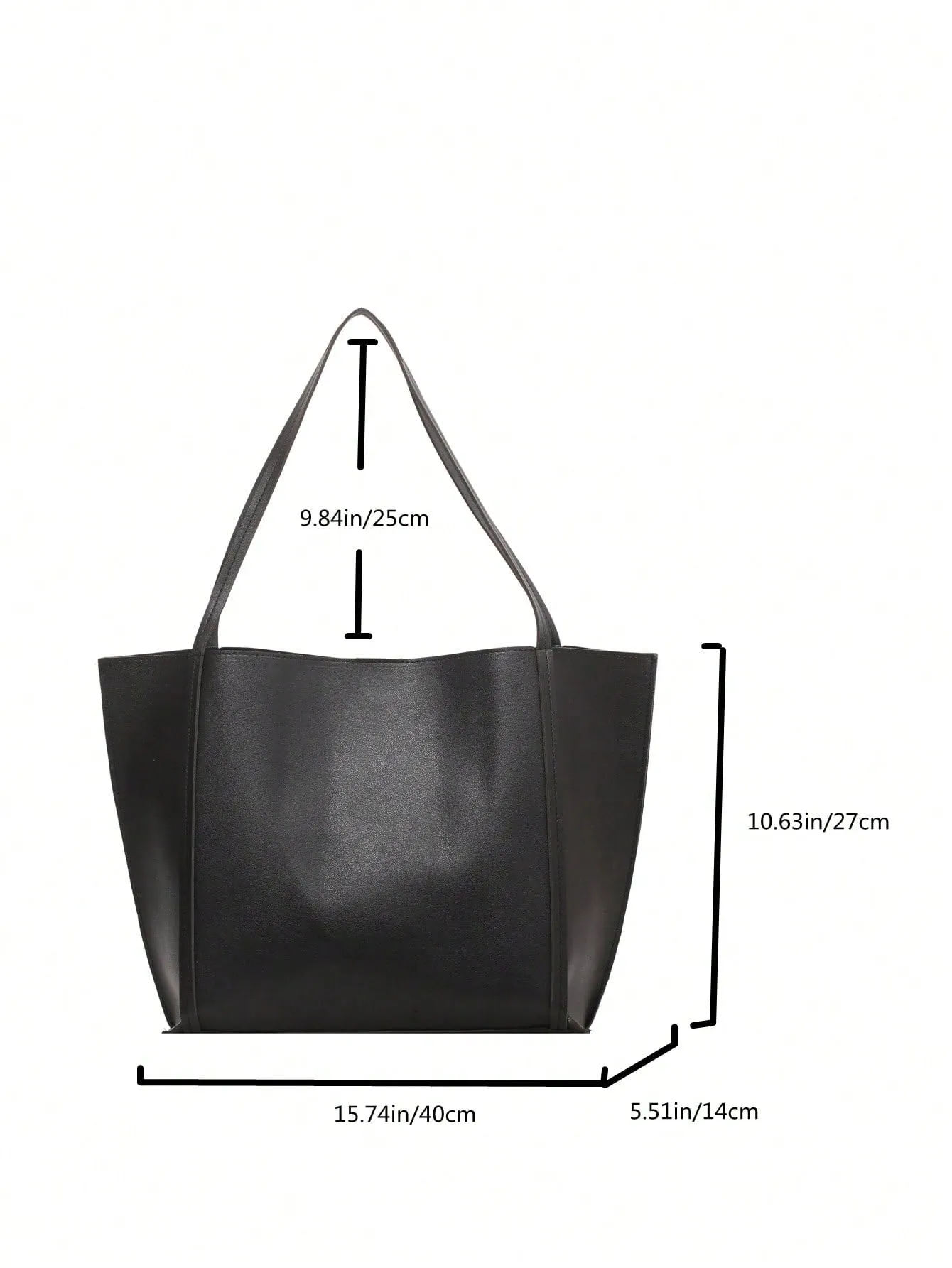 Minimalist With Inner Pouch Black Vintage Shoulder Tote Bag- FD ⚡
