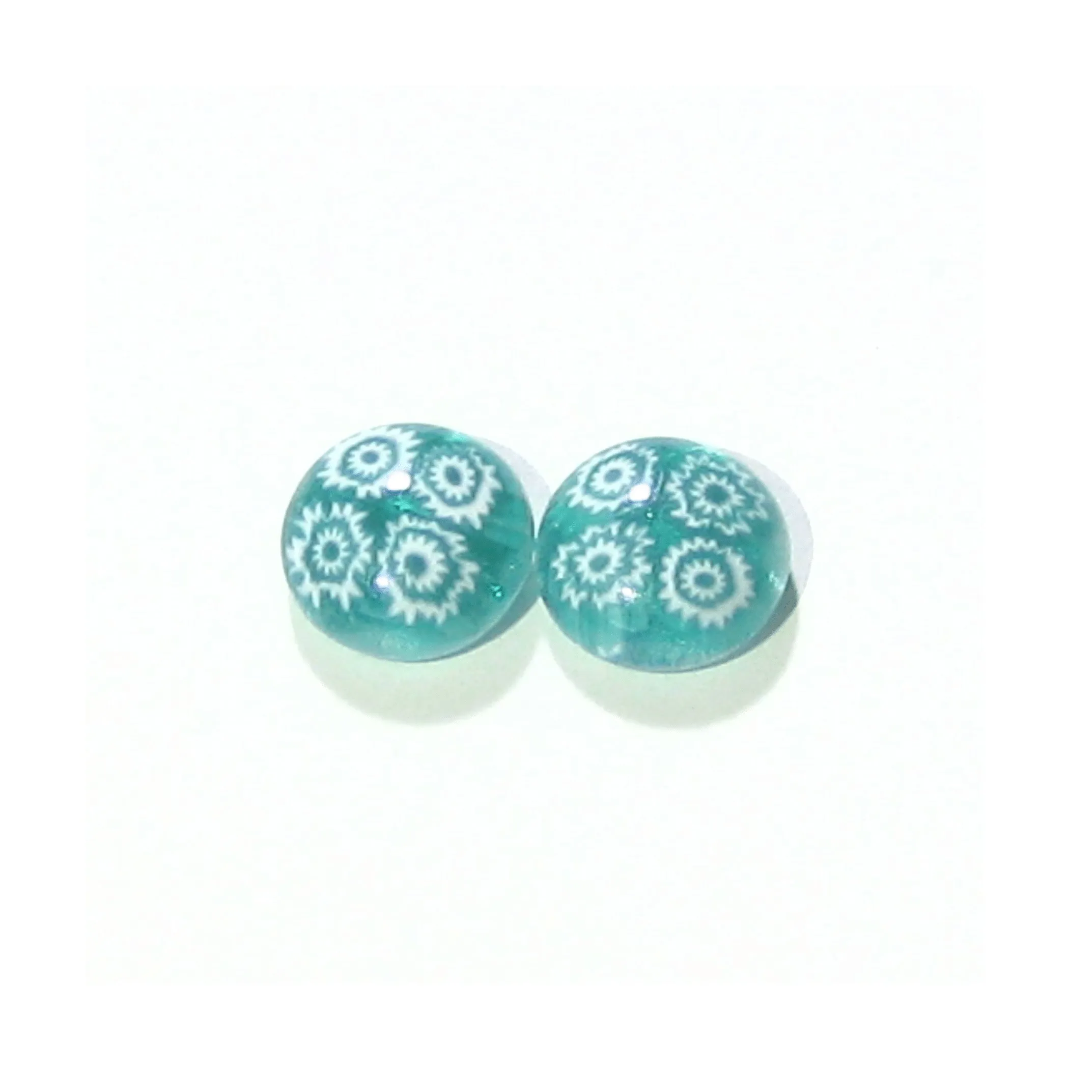 Murano Millefiori Sea Green Sterling Silver Large Post Stud Earrings