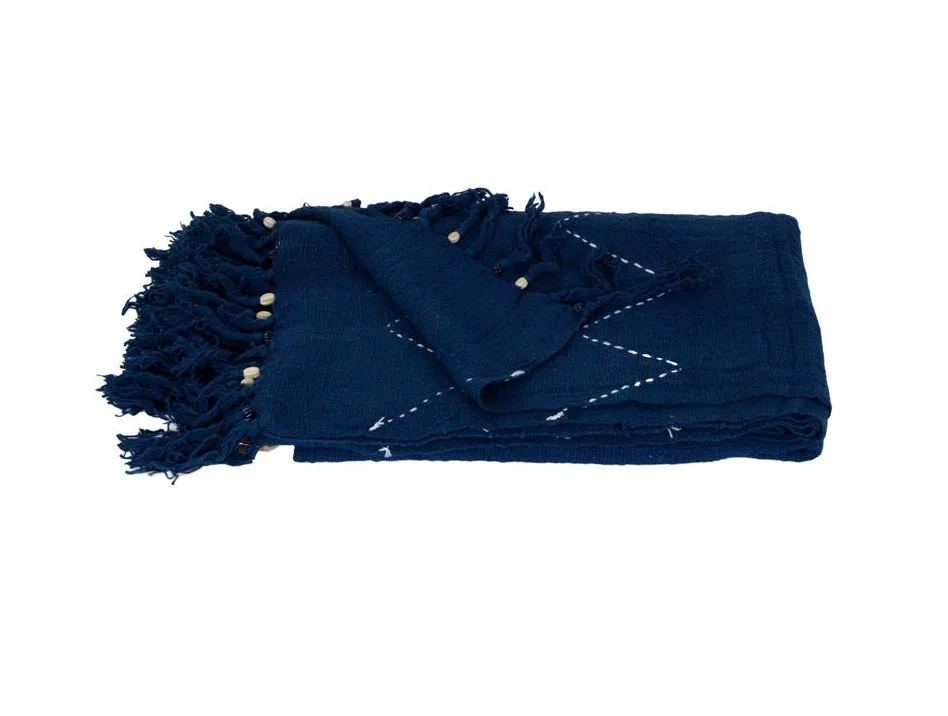 Natural Throw Blanket Indigo