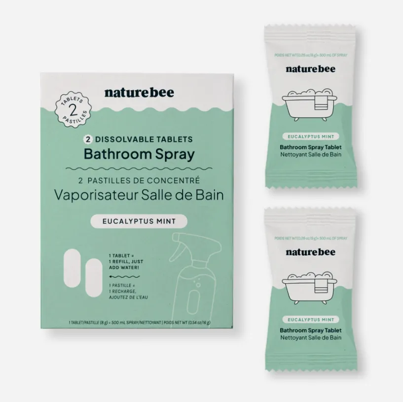 Nature Bee - 2 Bathroom Cleaning Spray Tablets (Box) | Eucalyptus Mint