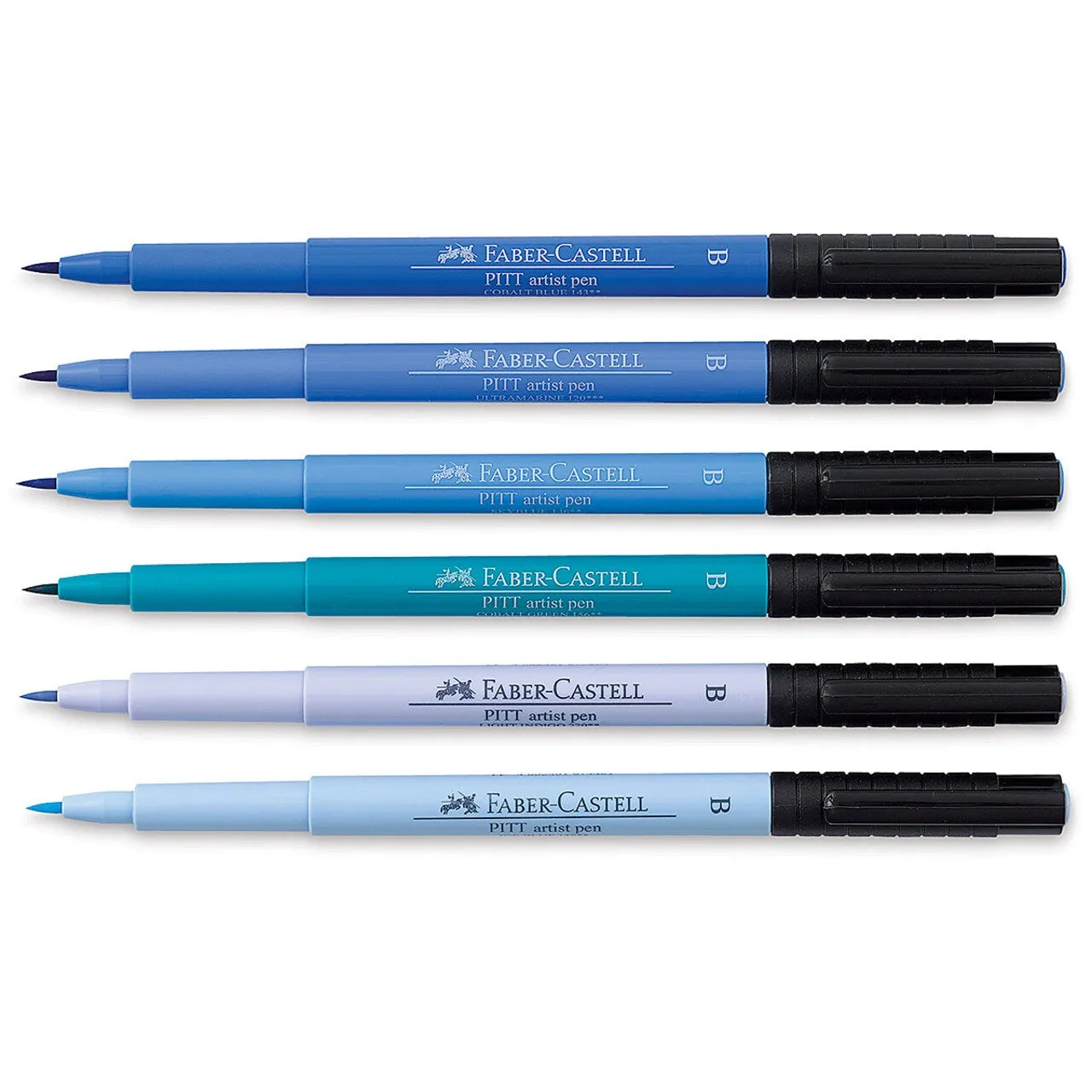 NEW Faber-Castell Pitt Artist Pen Brush "Shades of Blue" Wallet of 6 Pens