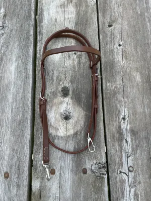 Oiled harness leather headstall with stainless steel snaps