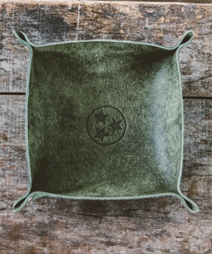 Olive Leather Catch All Tray