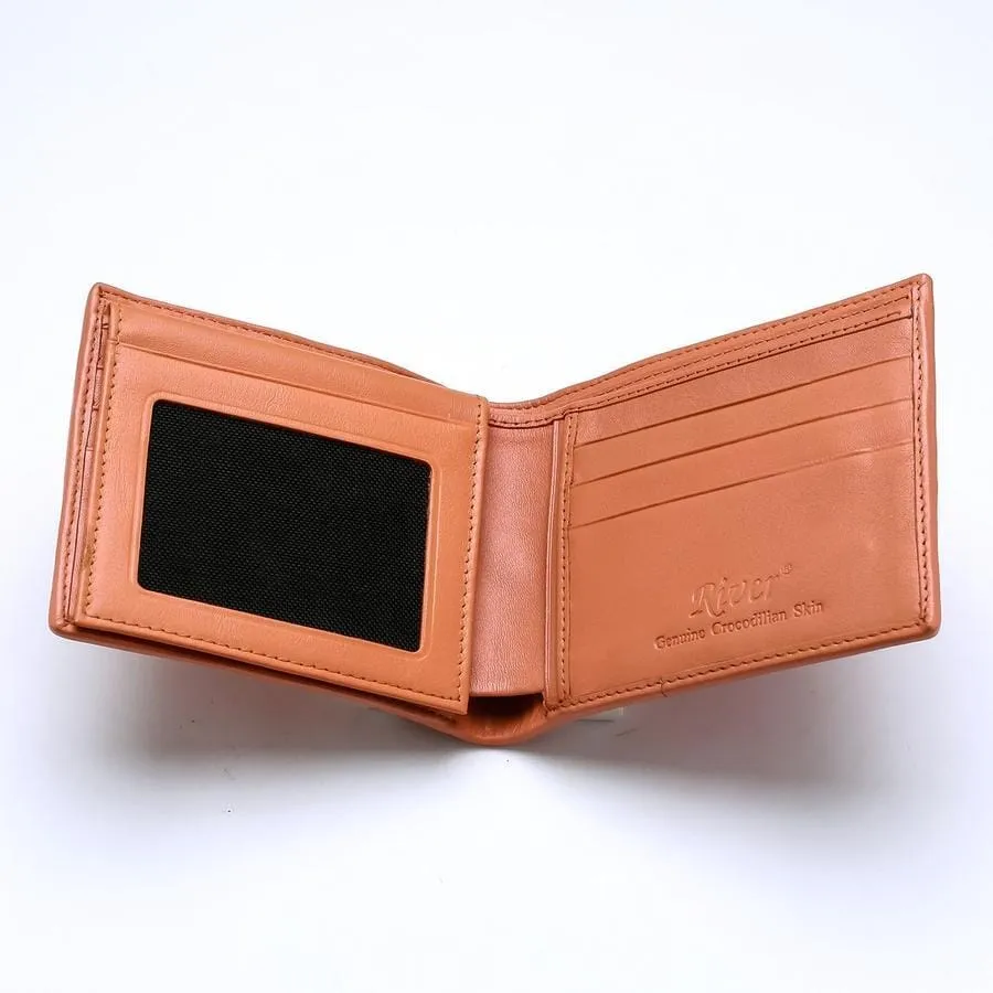 Orange Crocodile Tail Leather Mens Wallet