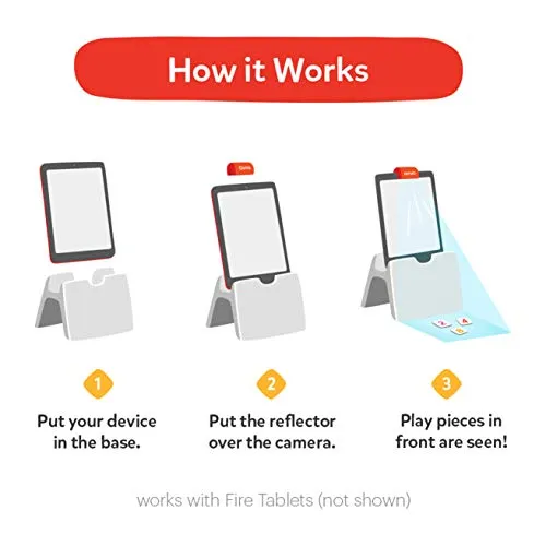 Osmo - Creative Starter Kit for Fire Tablet - 3 Educational Learning Games - Ages 5-10 - Creative Drawing & Problem Solving/Early Physics - STEM Toy Fire Tablet Base Included