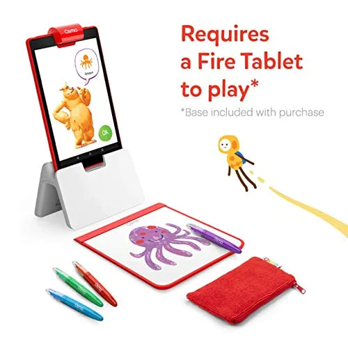 Osmo - Creative Starter Kit for Fire Tablet - 3 Educational Learning Games - Ages 5-10 - Creative Drawing & Problem Solving/Early Physics - STEM Toy Fire Tablet Base Included