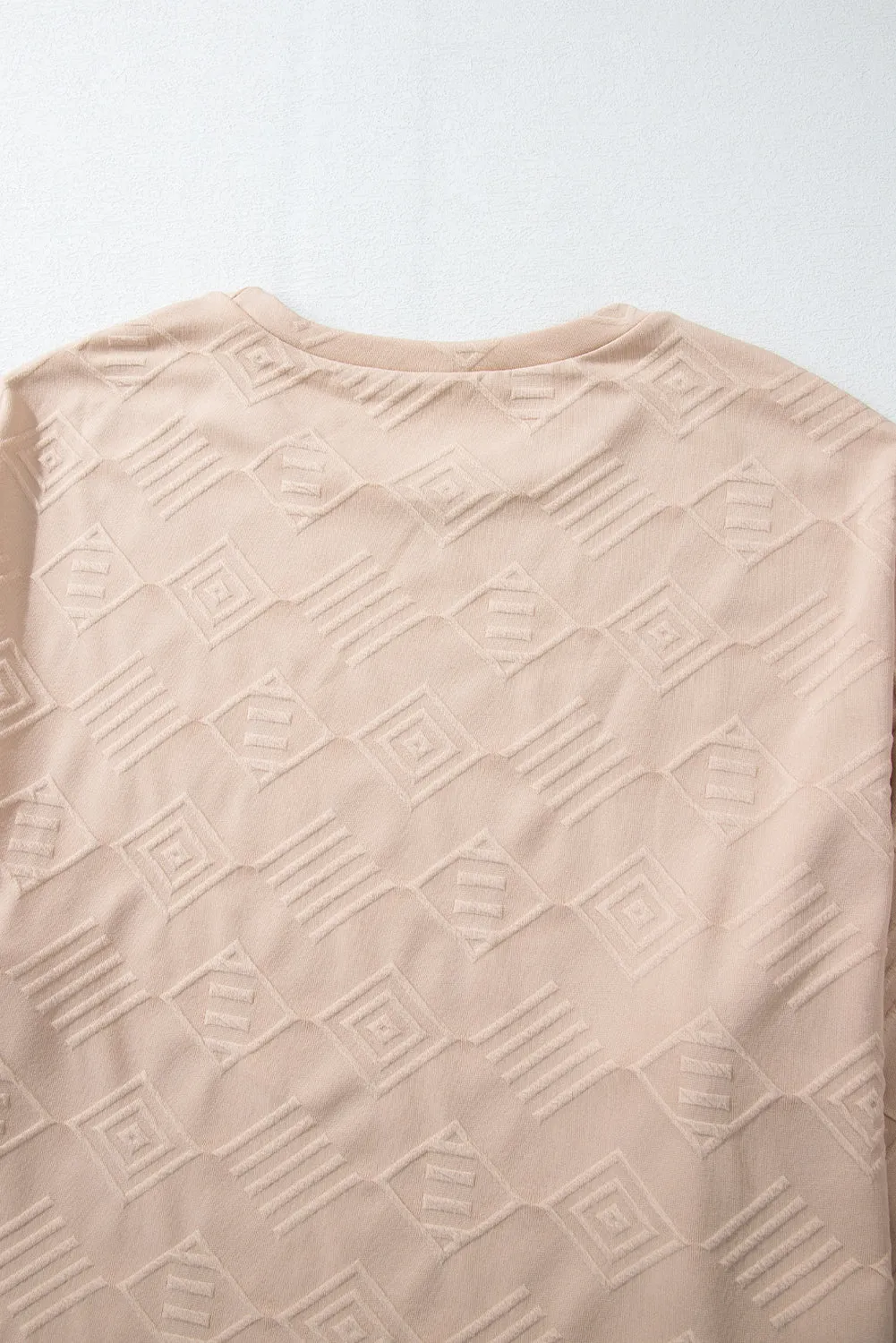 Parchment Plus Size Textured Drop Shoulder Crew Neck Sweatshirt