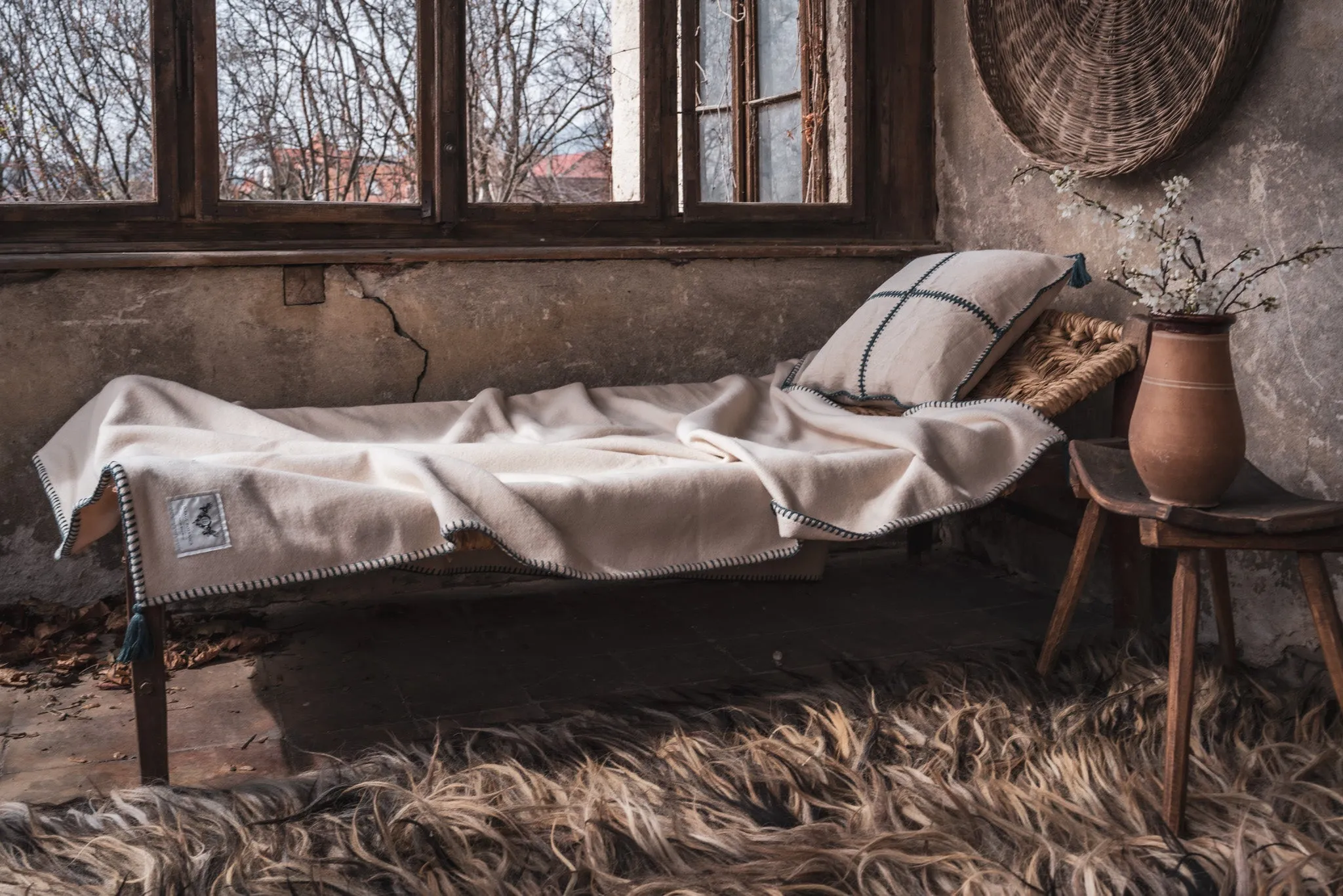 Pillow: Antique Hungarian handwoven hemp, hand stitched - P416