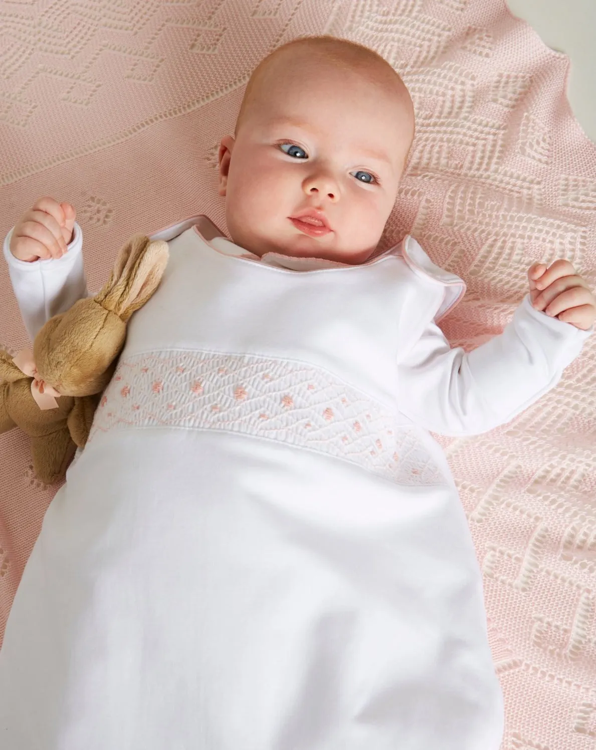 Pink Hand Smocked Sleeping Bag (3-18mths)