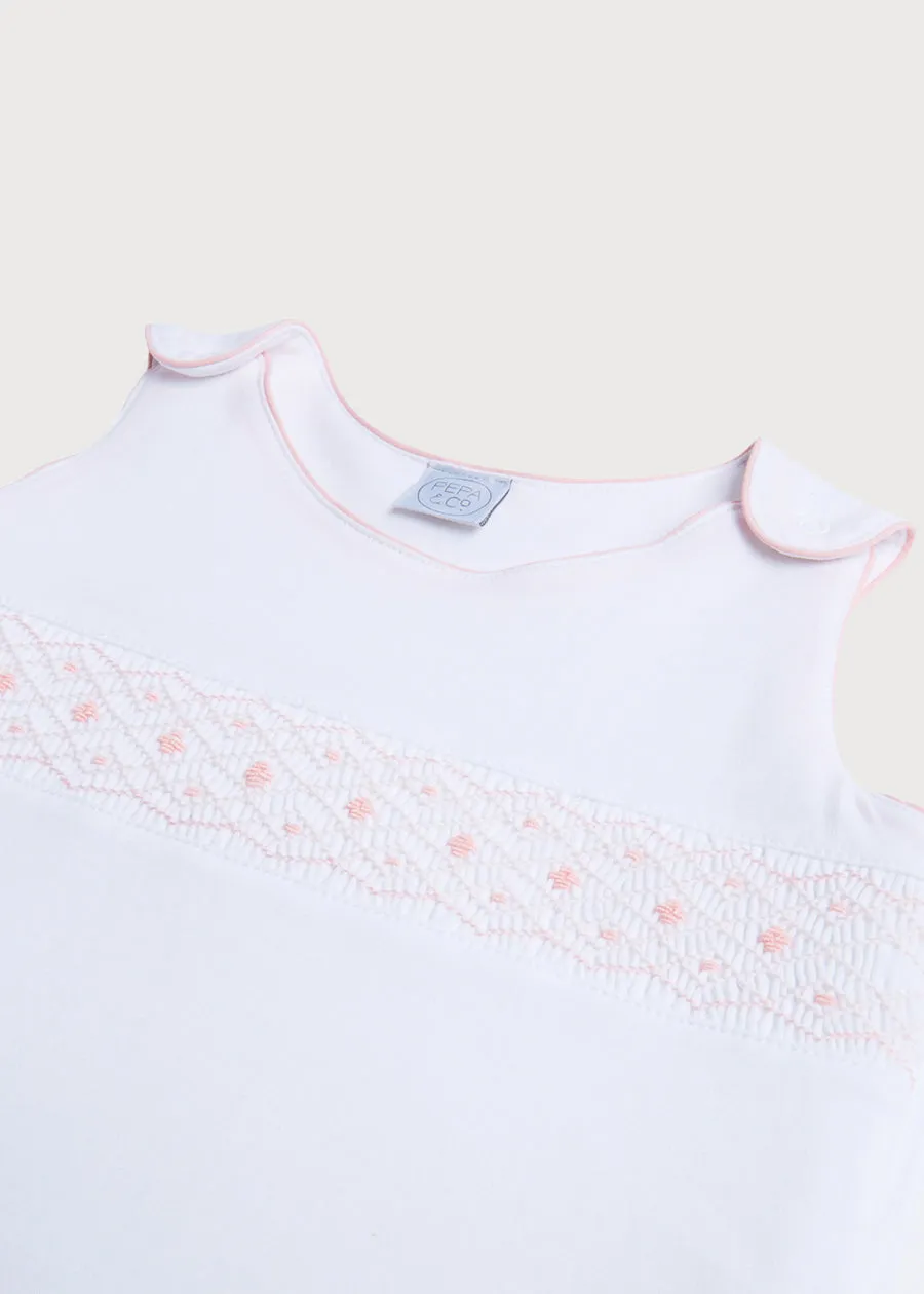 Pink Hand Smocked Sleeping Bag (3-18mths)