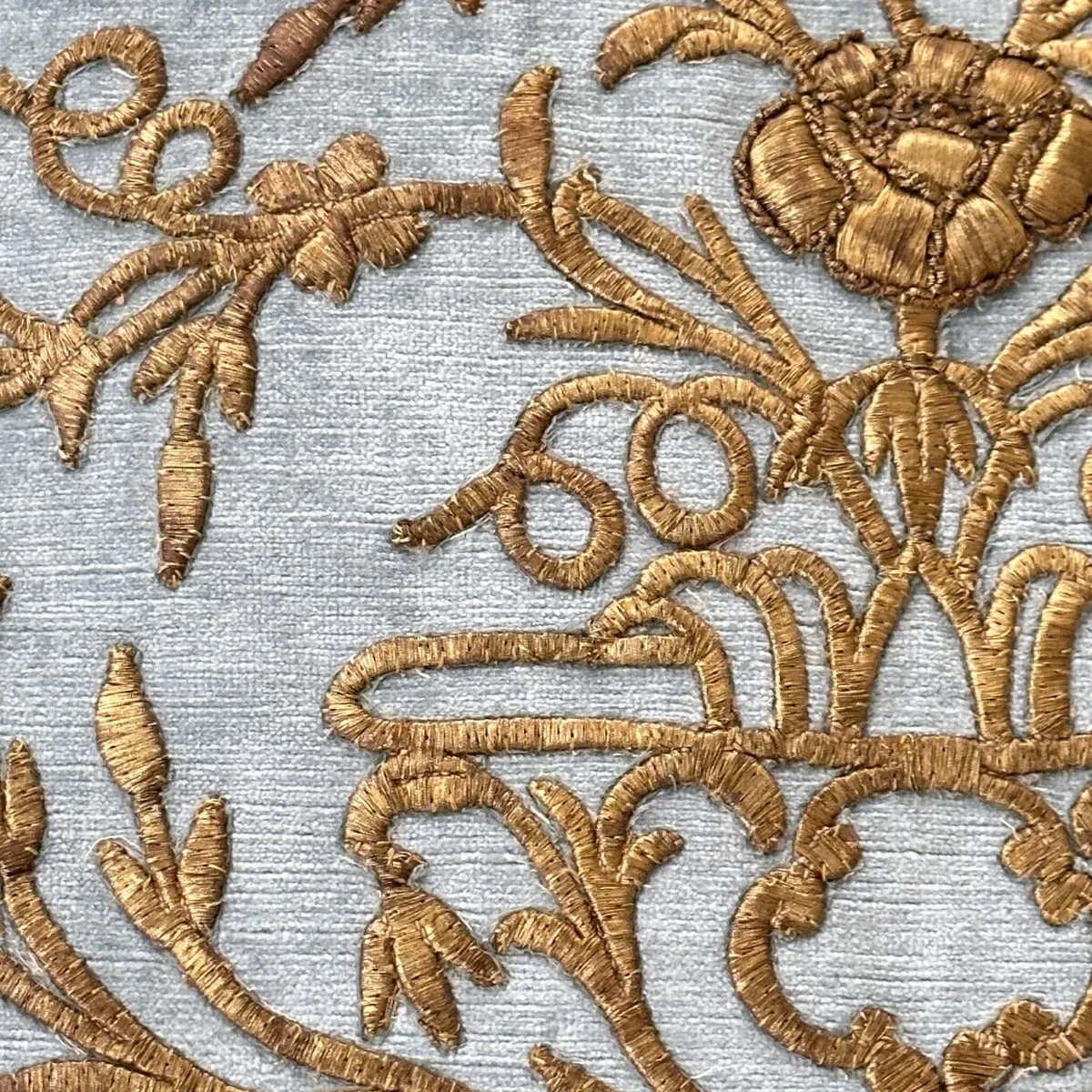 "RESERVED" Antique Ottoman Empire Raised Gold Metallic Embroidery (#E021523A&B | 20 x 21")