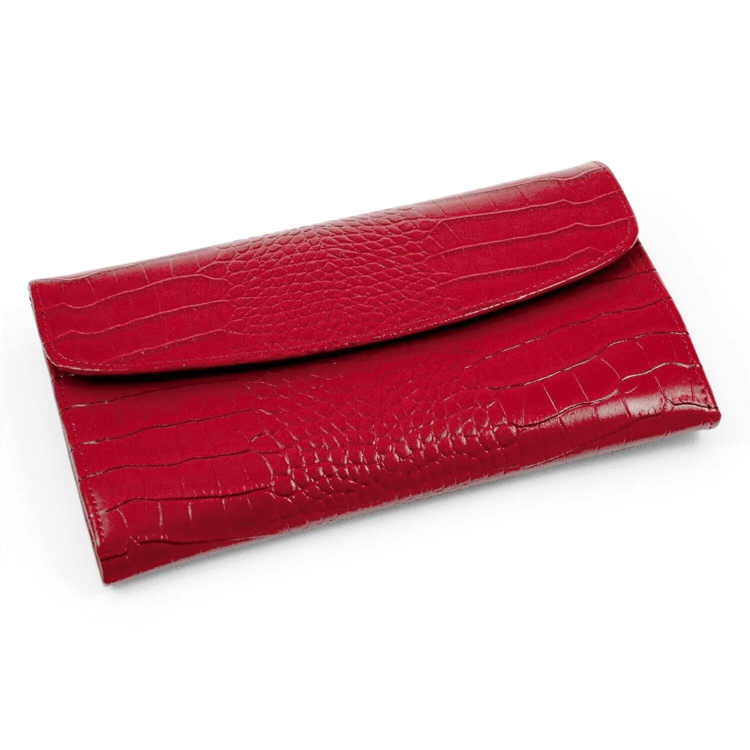 Red Leather Jewelry Clutch