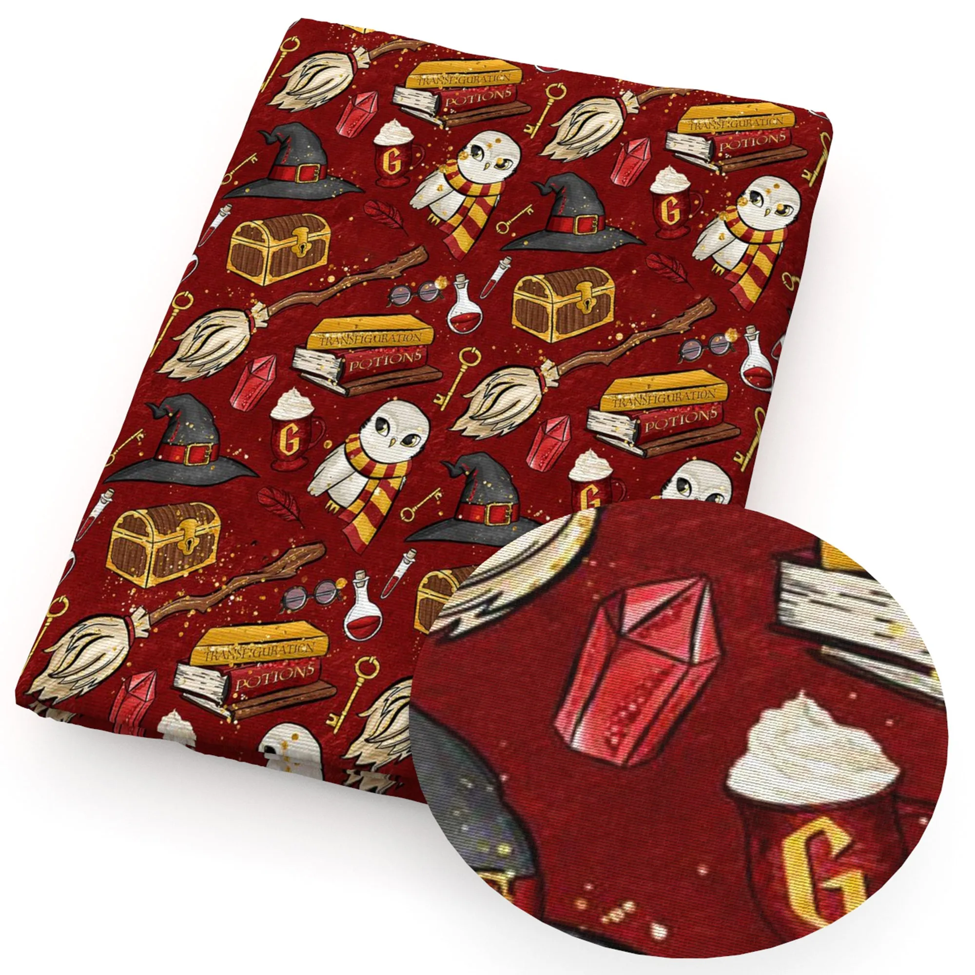 red series broom cap hat printed fabric
