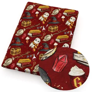 red series broom cap hat printed fabric