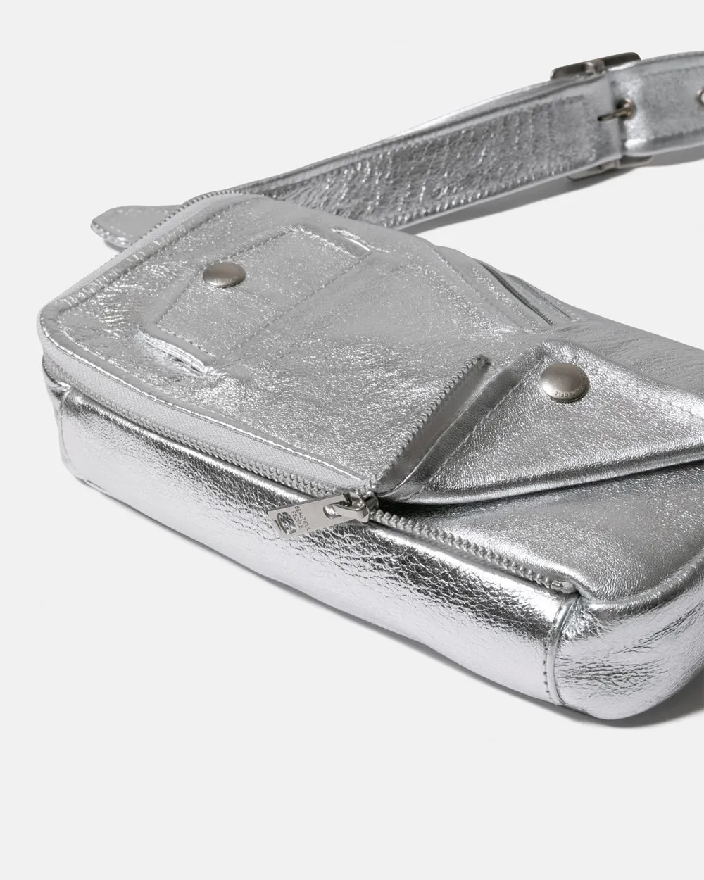 Riders Flap Shoulder Bag - Silver
