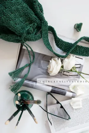 Roses & Paintbrushes. Styled Stock Image