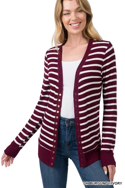 Sarah | Striped Snap Cardigan