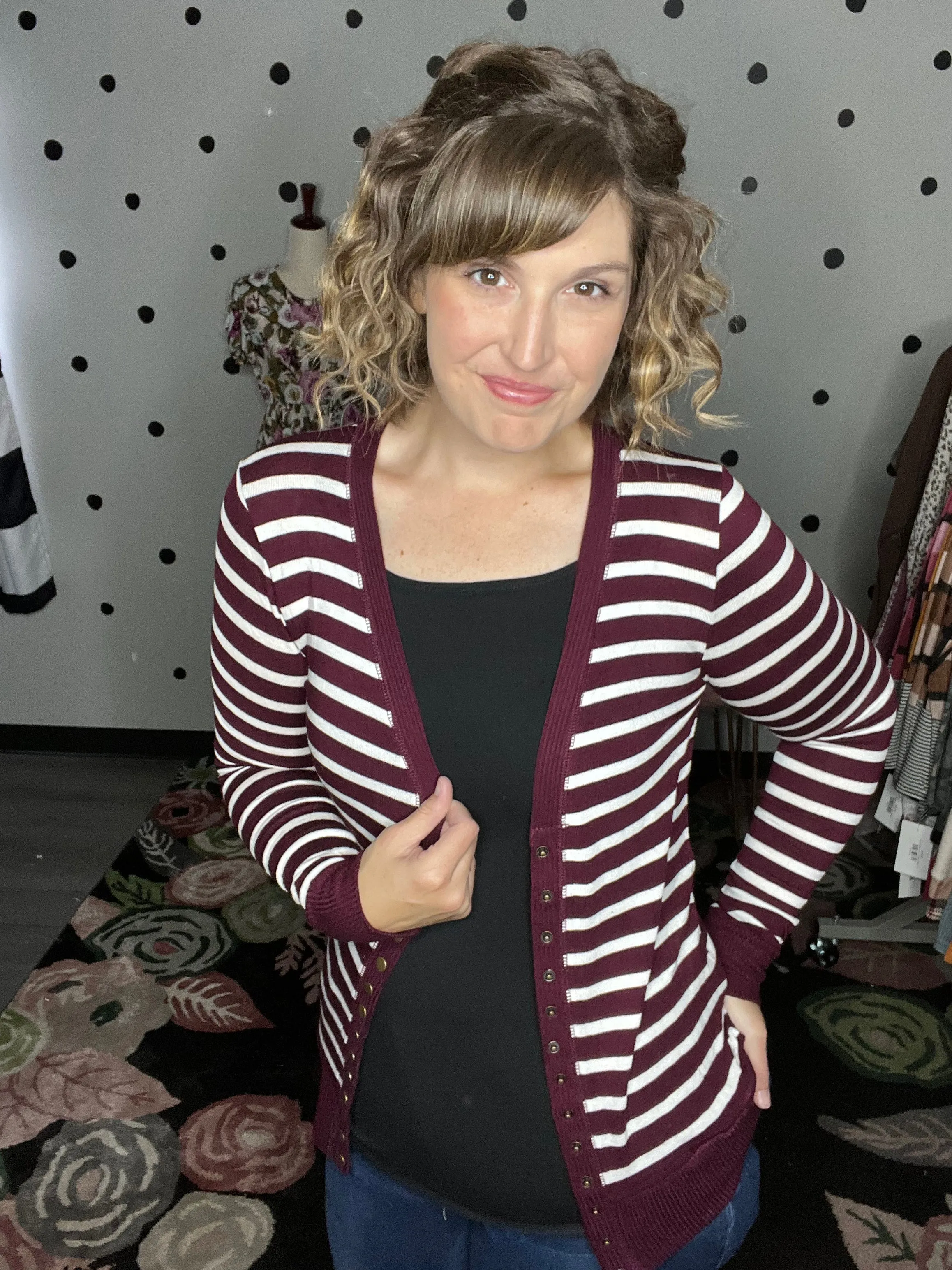 Sarah | Striped Snap Cardigan