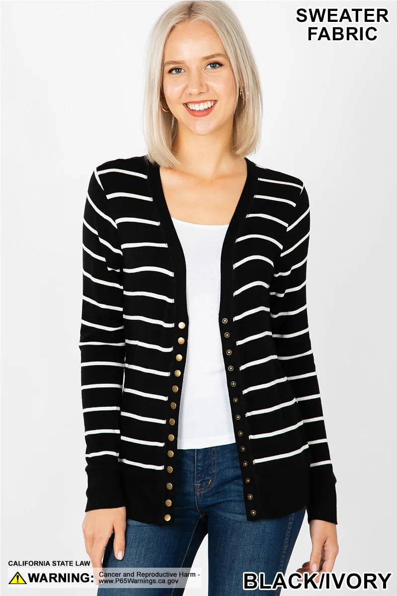 Sarah | Striped Snap Cardigan