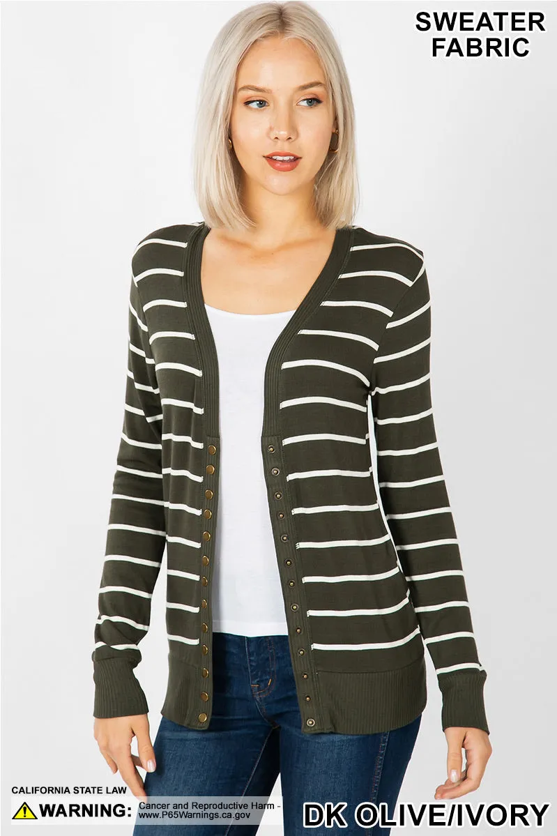 Sarah | Striped Snap Cardigan