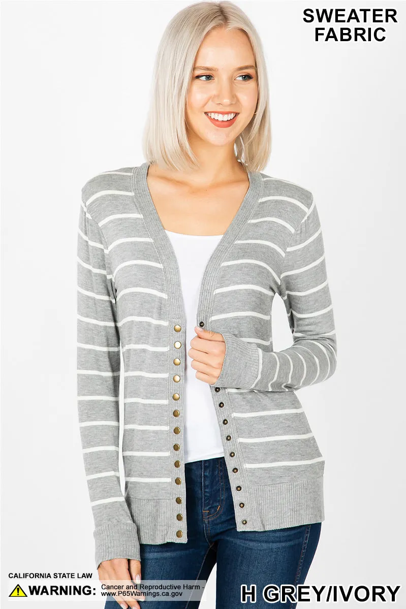 Sarah | Striped Snap Cardigan