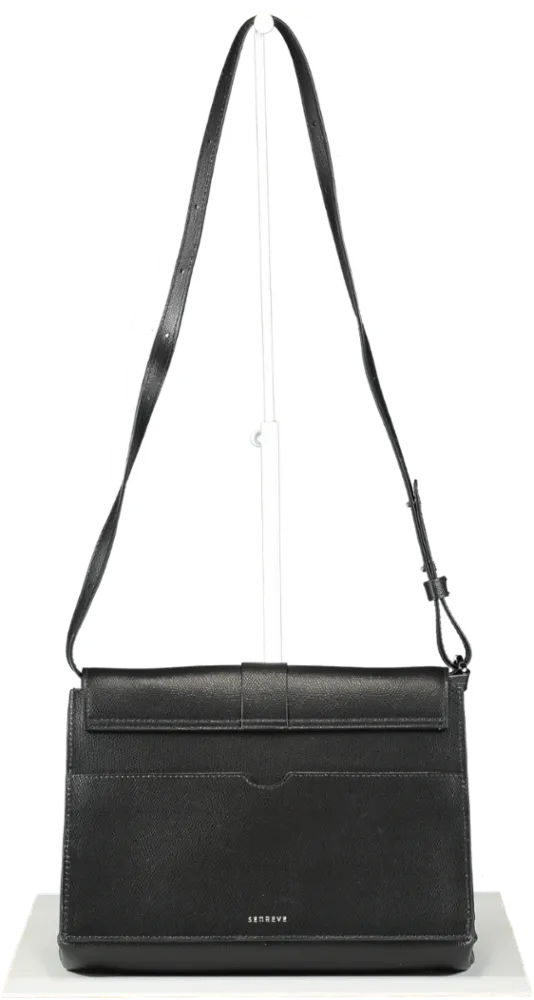 SENREVE Black Pebbled Leather Cadence Shoulder Bag With Silver Hardware One Size