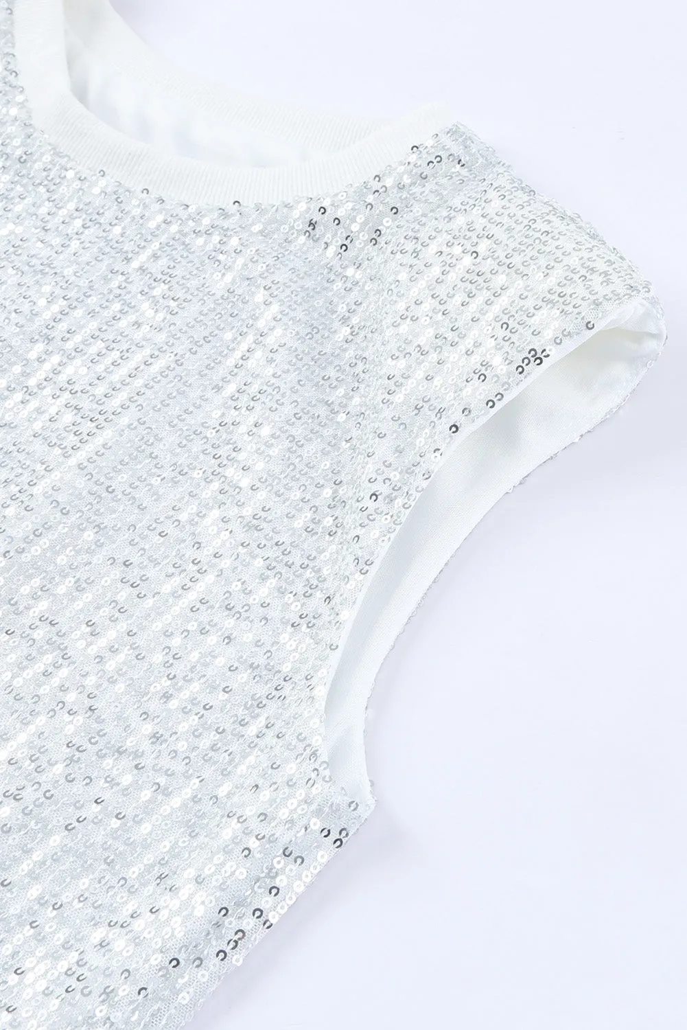 Sequin Round Neck Tank Top