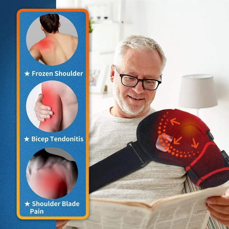 Shoulder Heating Pad Massager for Pain Relief, Vibration Massage Heated Wrap Braces for Left Right Frozen Shoulder, Rotator Cuff Injury, Arthritis for Men Woman - S/M/L
