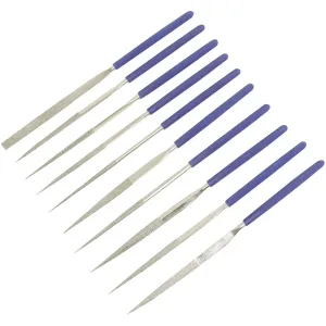 Silverline 10 Piece Diamond Needle Files Set Taper Flat Round Square