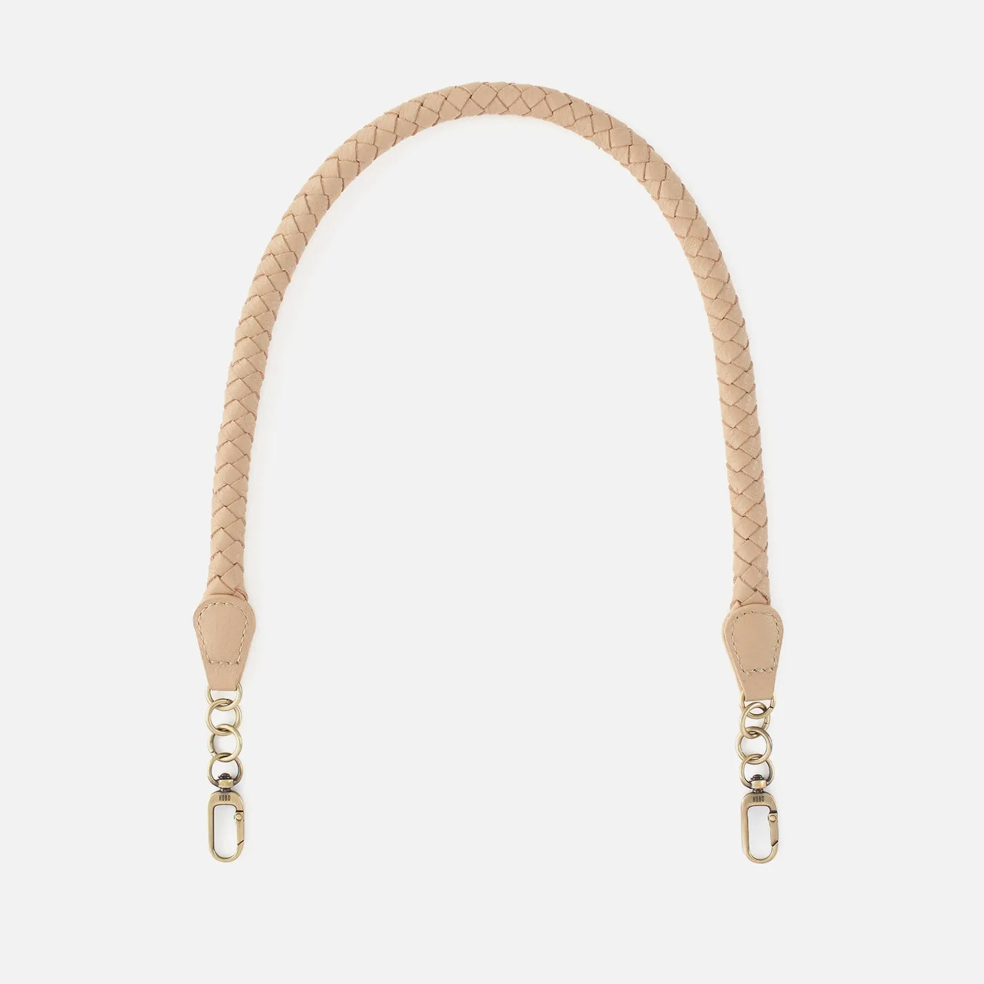 Skinny Braid Strap in Pebbled Leather - Linen