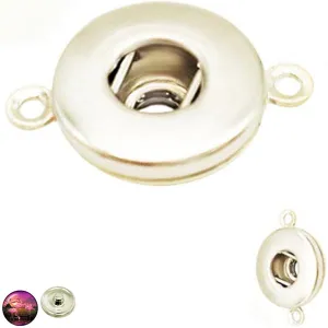 Snap button base 18mm round silver metal finding double loops