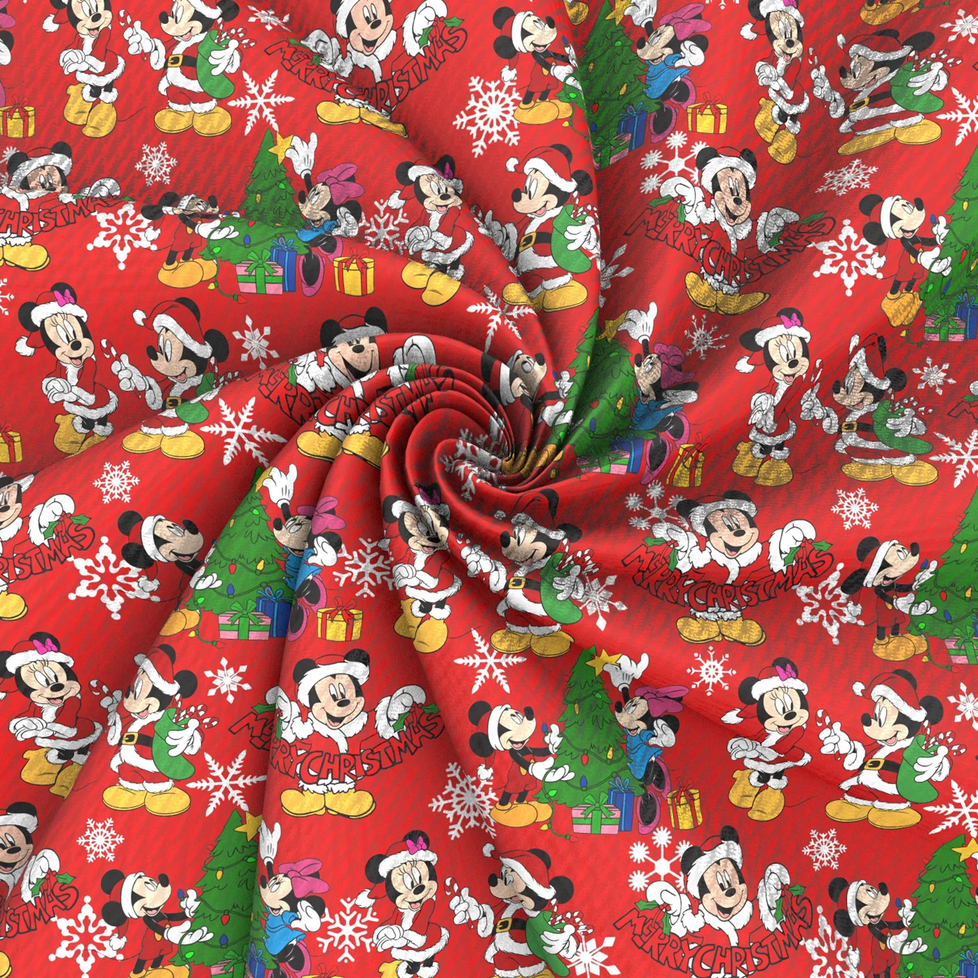 snowflake snow christmas tree printed fabric