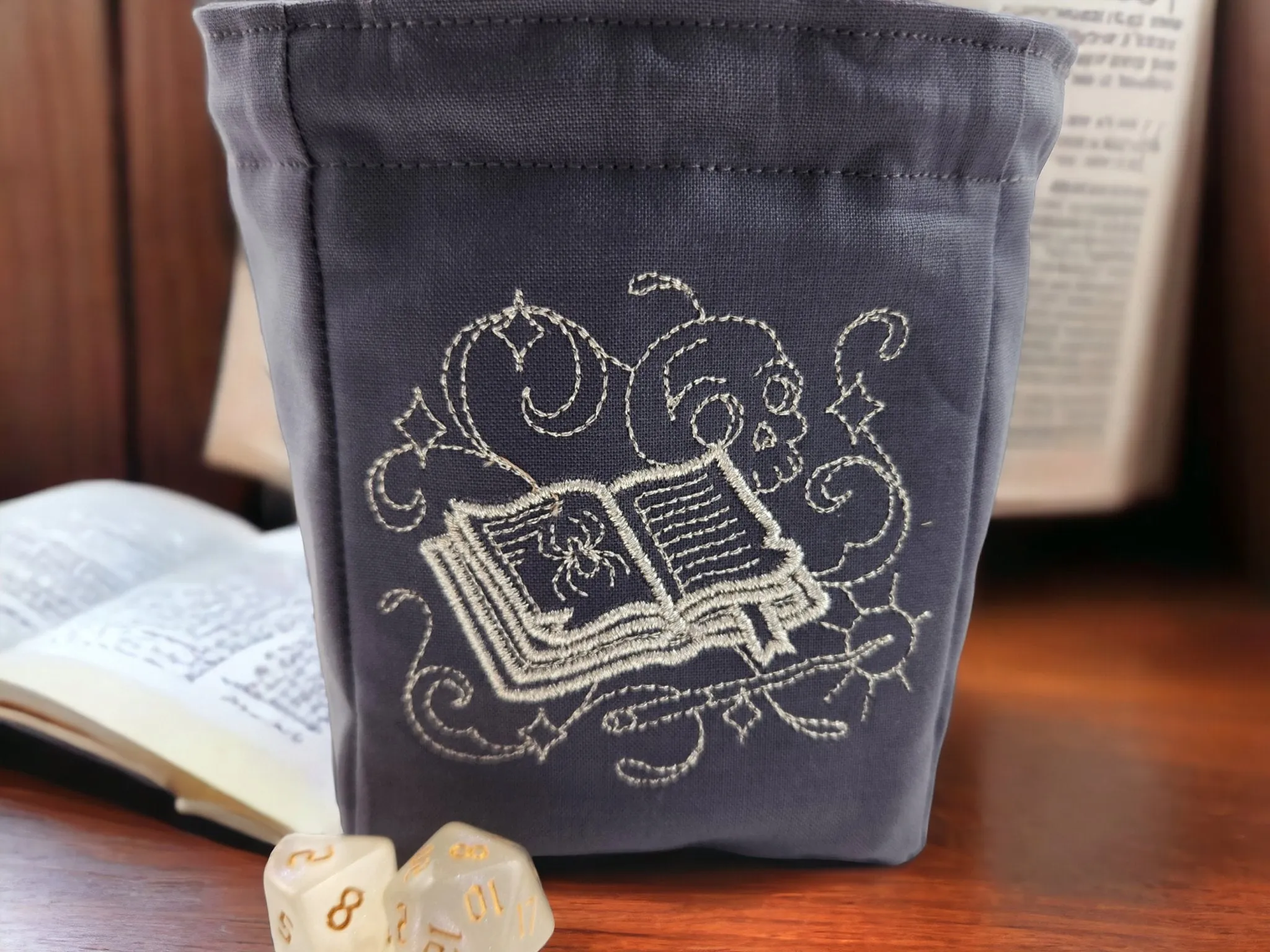 Spell book dice bag.