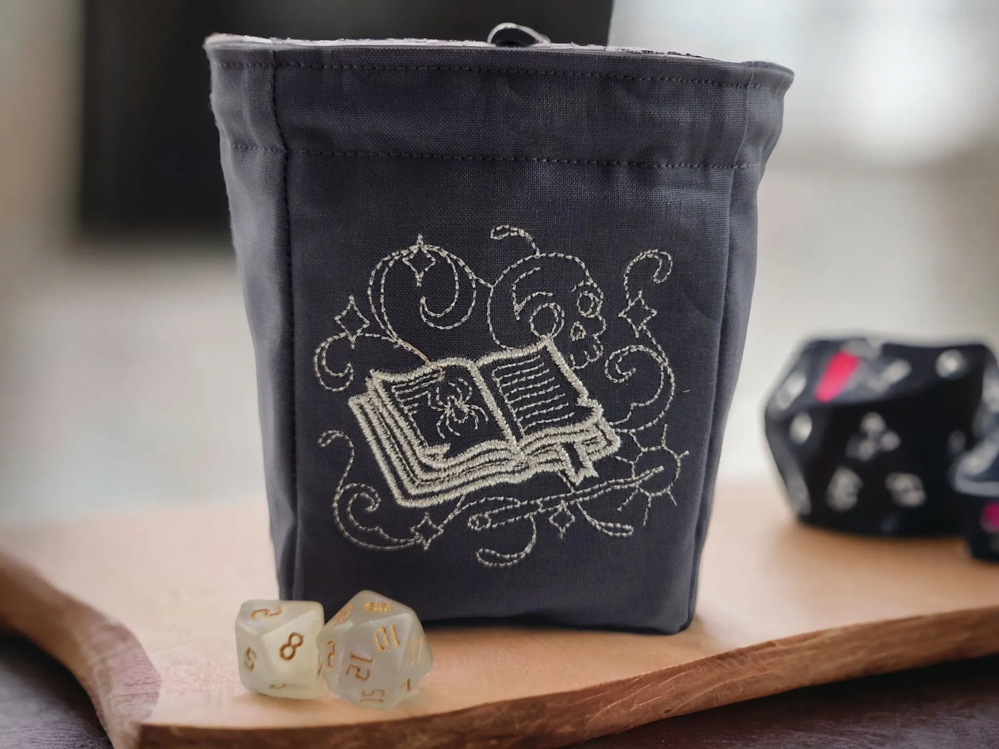 Spell book dice bag.